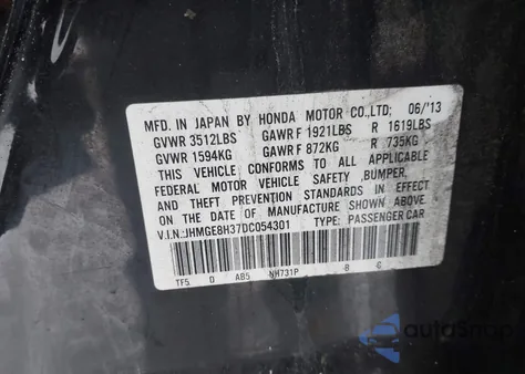 2013 Honda Fit z USA, uszkodzony, nr VIN JHMGE8H37DC054301